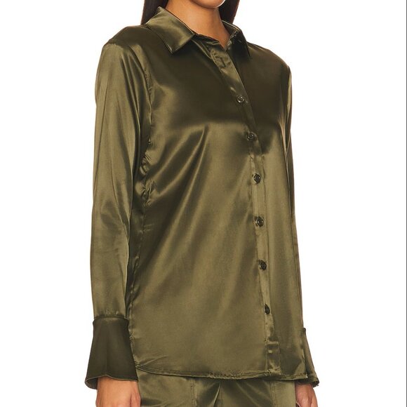 Remi x Resolve Women's Serena Button Up Blouse Size XS Dark Green - Picture 4 of 12